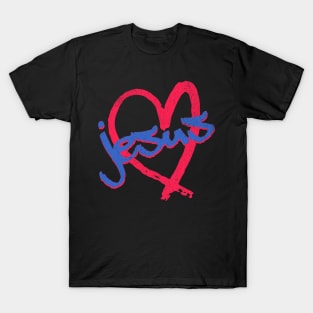 I Love Jesus Vintage 80's & 90's Red and Blue T-Shirt